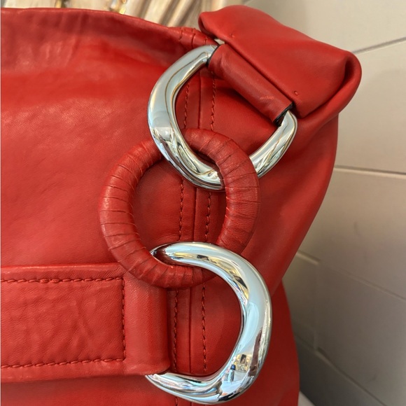 Michael Kors EUC Red Hobo Bag with Chunky Hardware + Slouchy Design - Picture 8 of 13